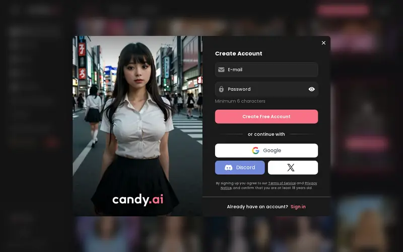 Screenshot of the Candy AI homepage (candy.ai)