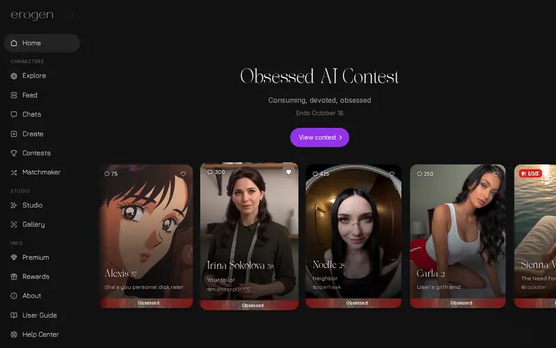 Screenshot of the Erogen AI homepage (erogen.ai)
